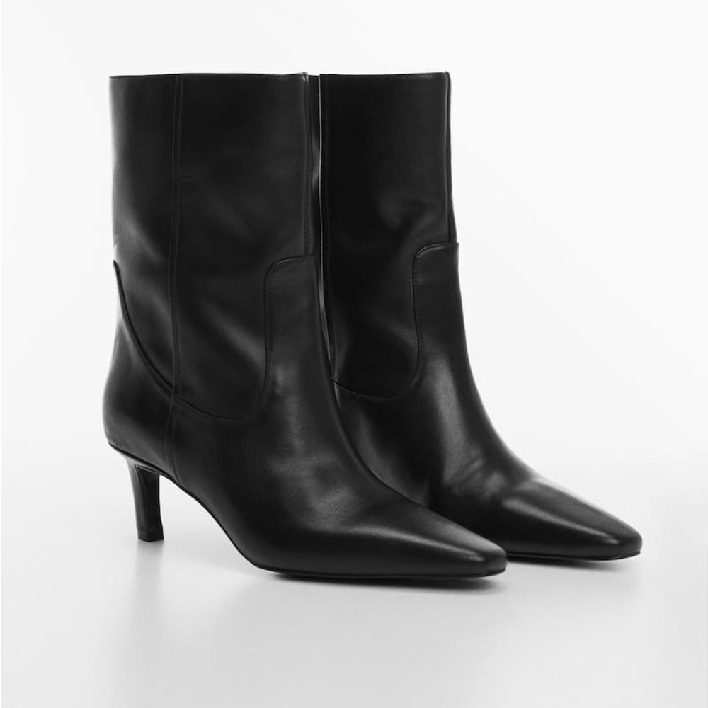 Mango Wide Shaft Kitten Heel Boots